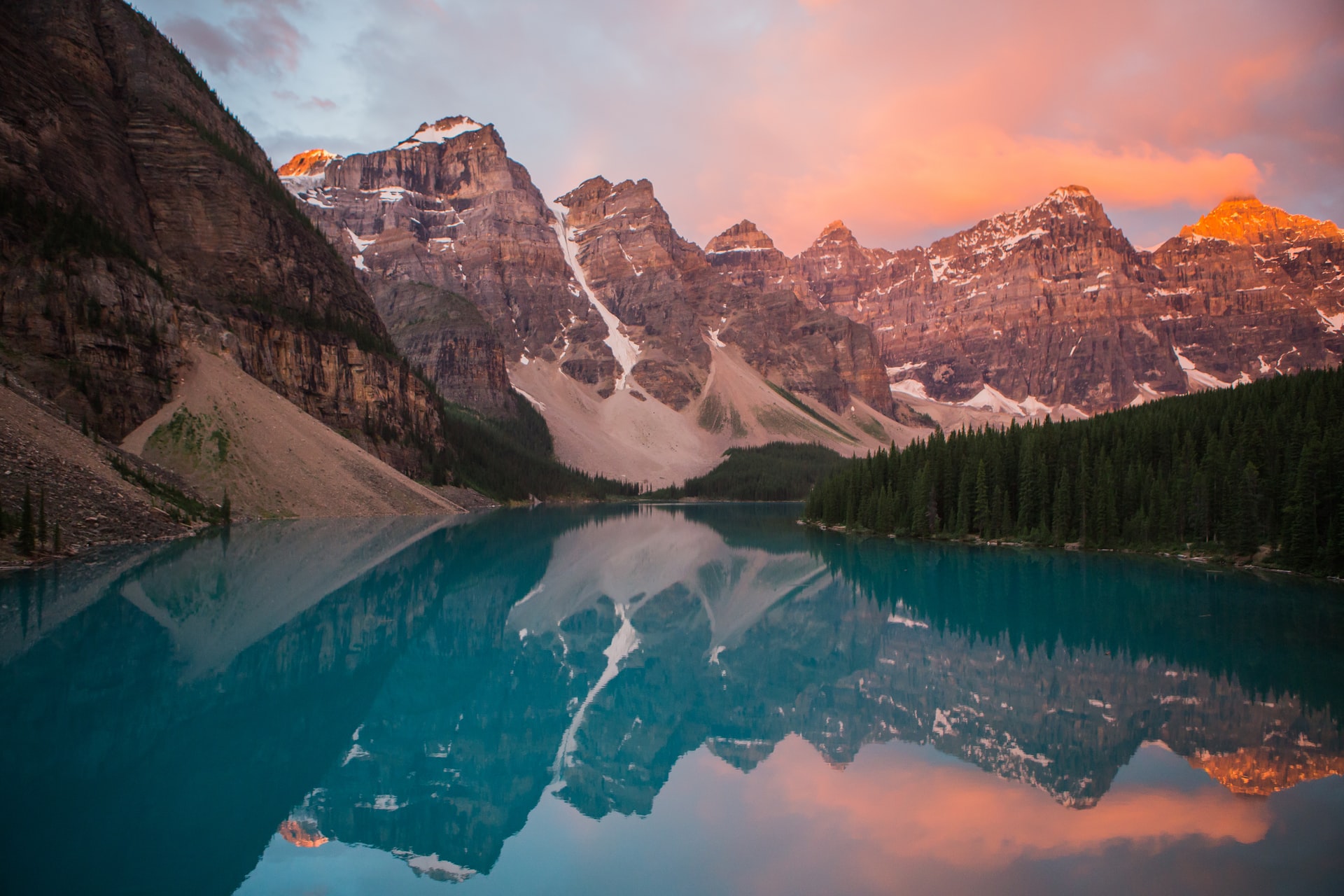 mountain range and a lake